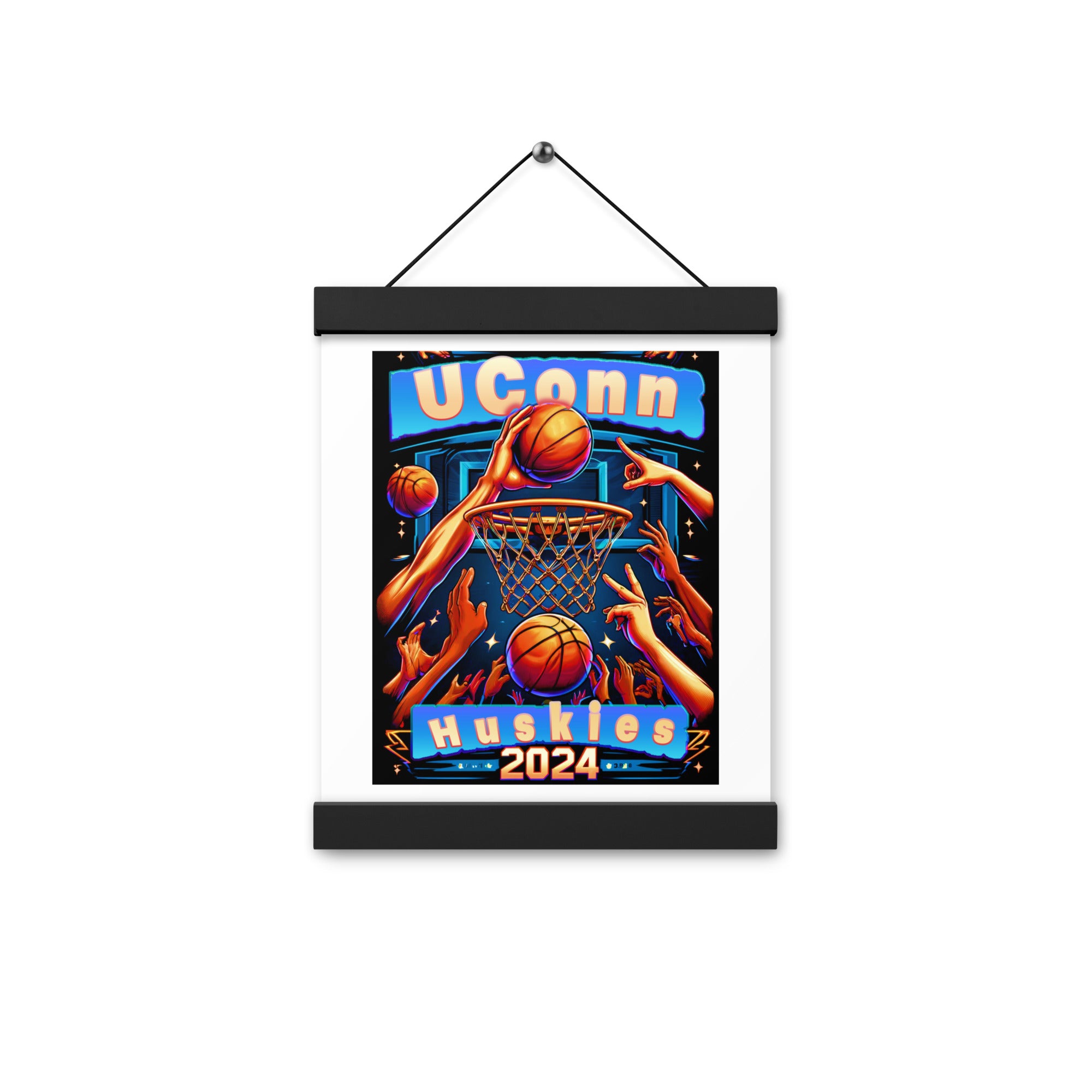 Uconn Huskies 2024 Men Team Poster with hangers
